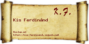 Kis Ferdinánd névjegykártya