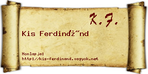 Kis Ferdinánd névjegykártya